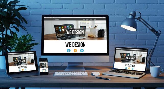 Website design laptop illustration